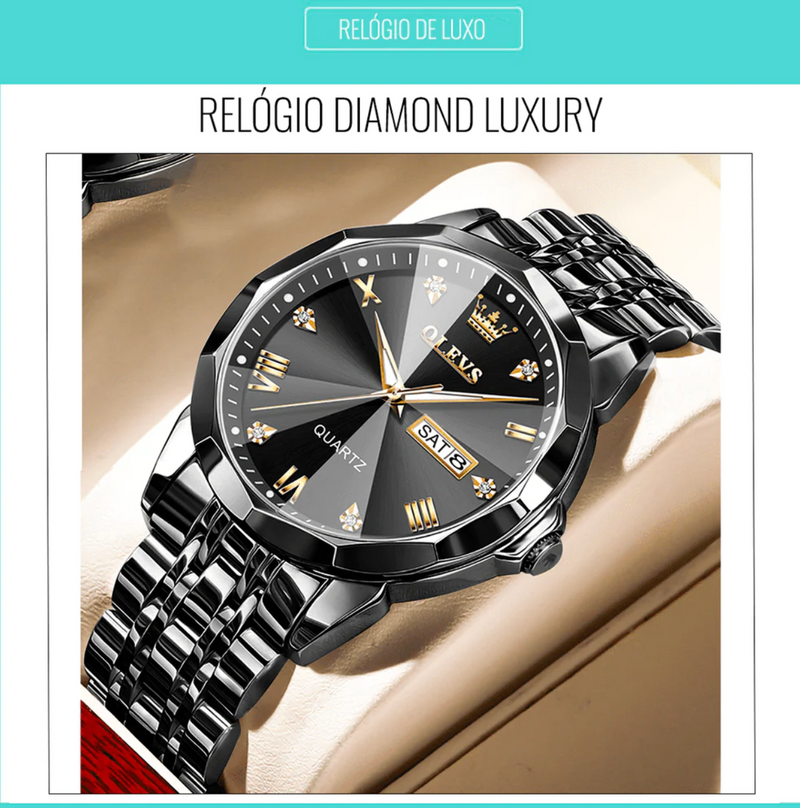 Relógio Diamond ( Á Prova d Água ) Promoção encerra dia 22/11/2023